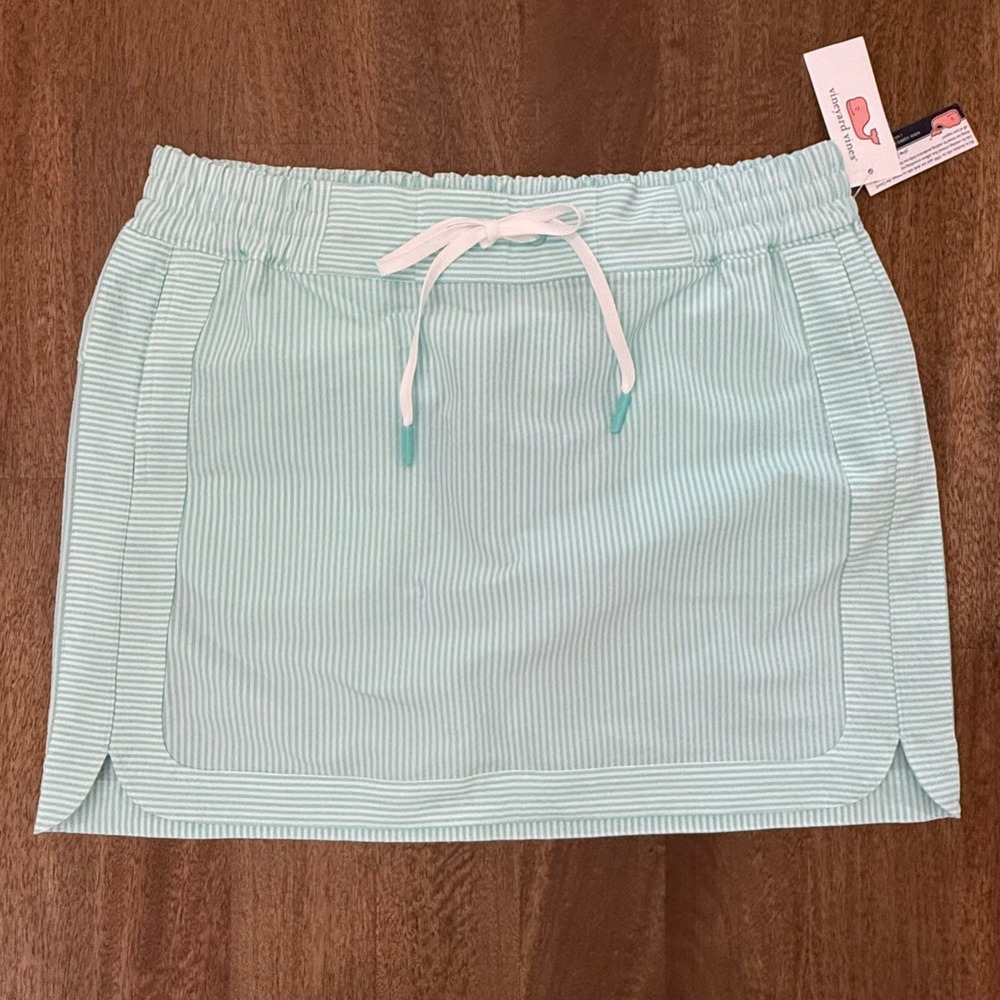 Vineyard Vines Womens Striped Performance Skort Mint Green White Size Medium NWT